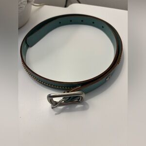 Fossil Women’s Turquoise Silver Buckle Rope Detail Leather Belt Size Small